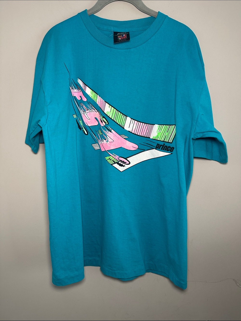 Prince FST Flow System Technology Teal Tennis single stitch vintage tshirt